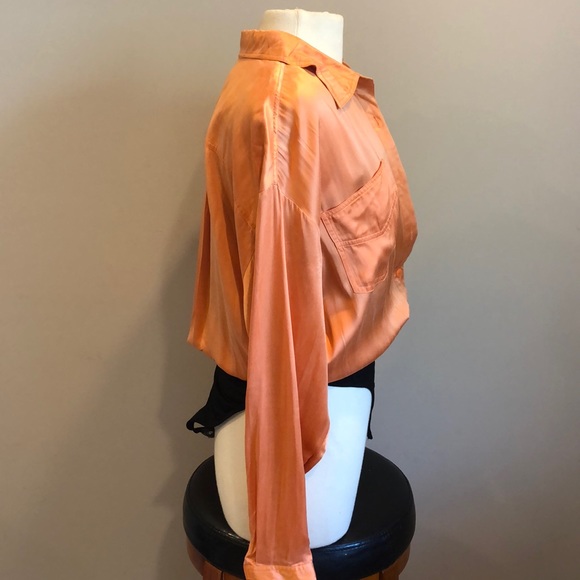Vintage Alberto Makali Orange Silk Bodysuit Sz L - Picture 4 of 8
